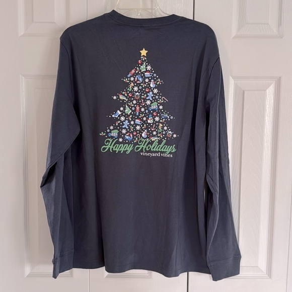 NWT Vineyard Vines Happy Holidays Christmas Tree Blue Blazer Pocket Tee - M - Picture 6 of 10
